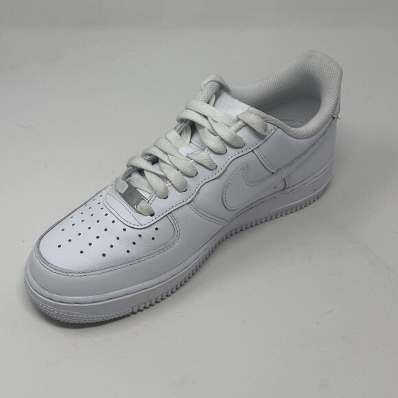Nike Air Force 1 '07 Low Womens 9 Triple White Leather Athletic Shoes Sneakers - Picture 10 of 16